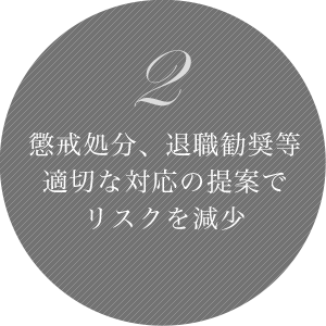 2 懲戒処分、退職勧奨等適切な対応の提案でリスクを減少